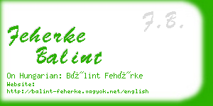 feherke balint business card